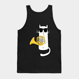 Cat ing Sun Playing French Horn Tank Top